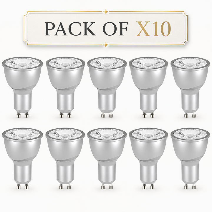 Pack of 10 silver GU10 spotlight bulbs
