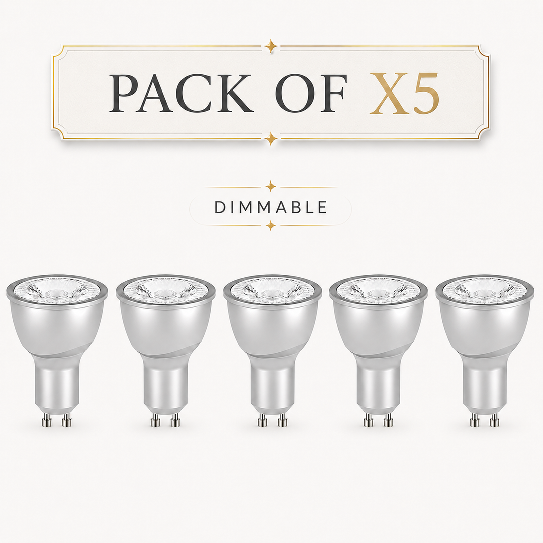 Pack of 5 dimmable GU10 spotlight bulbs
