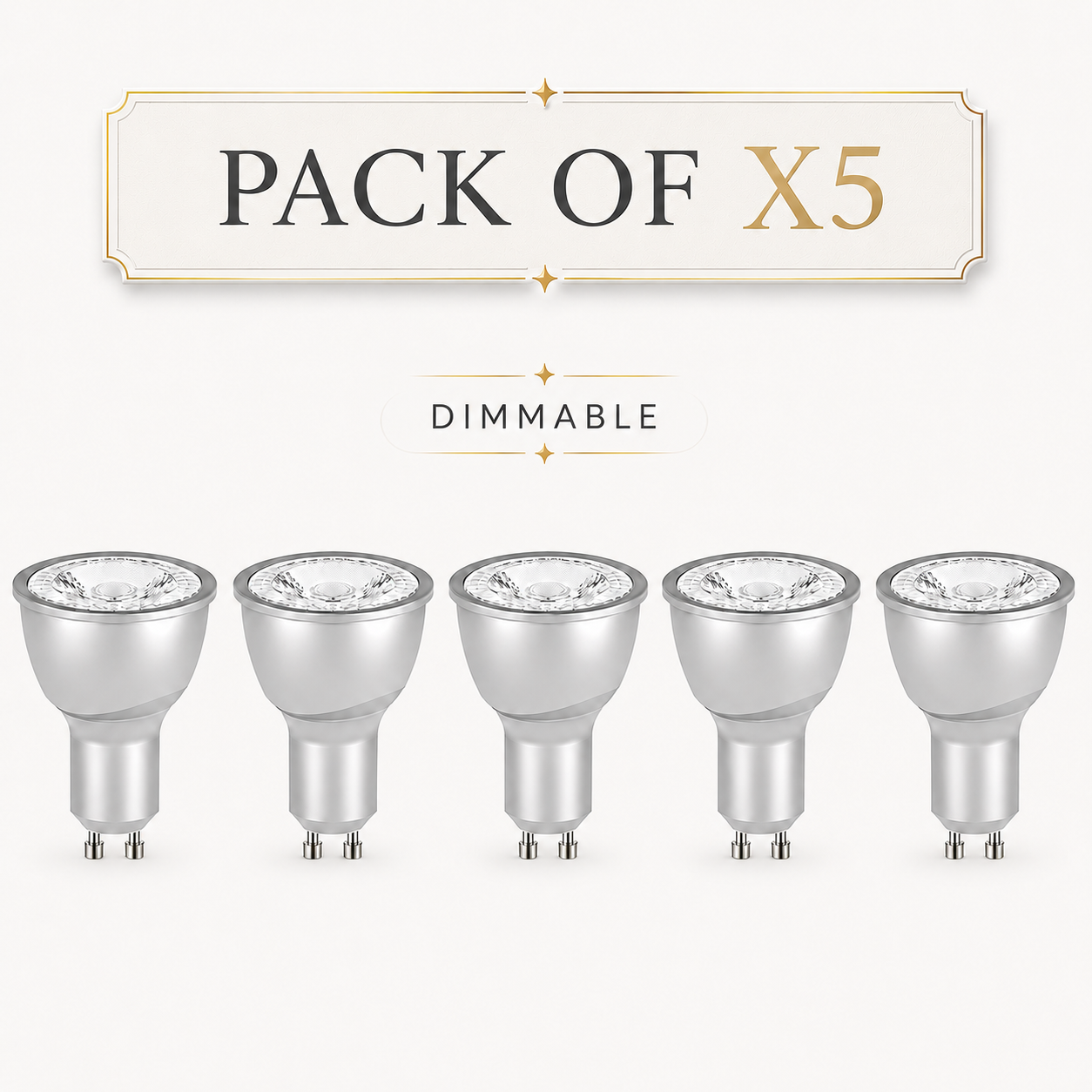 Pack of 5 dimmable GU10 spotlight bulbs