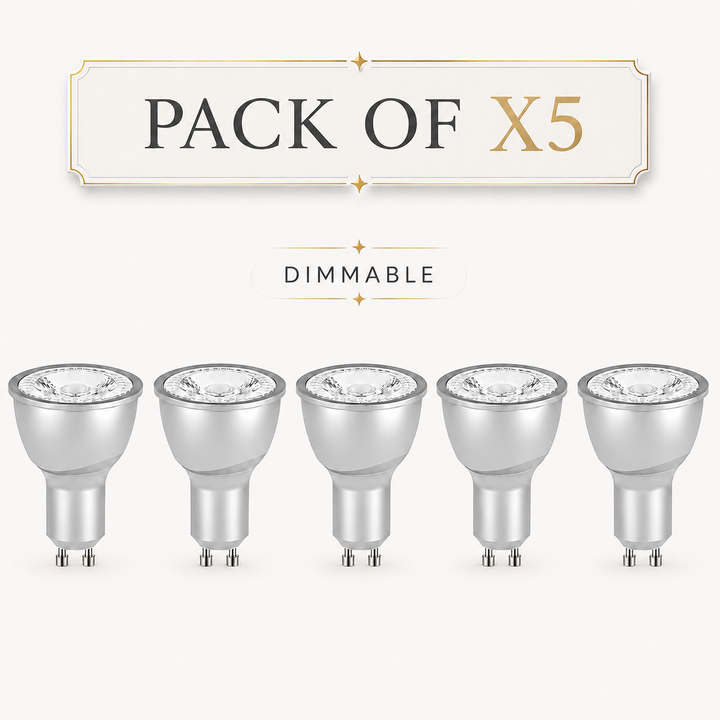 Pack of 5 dimmable GU10 spotlight bulbs