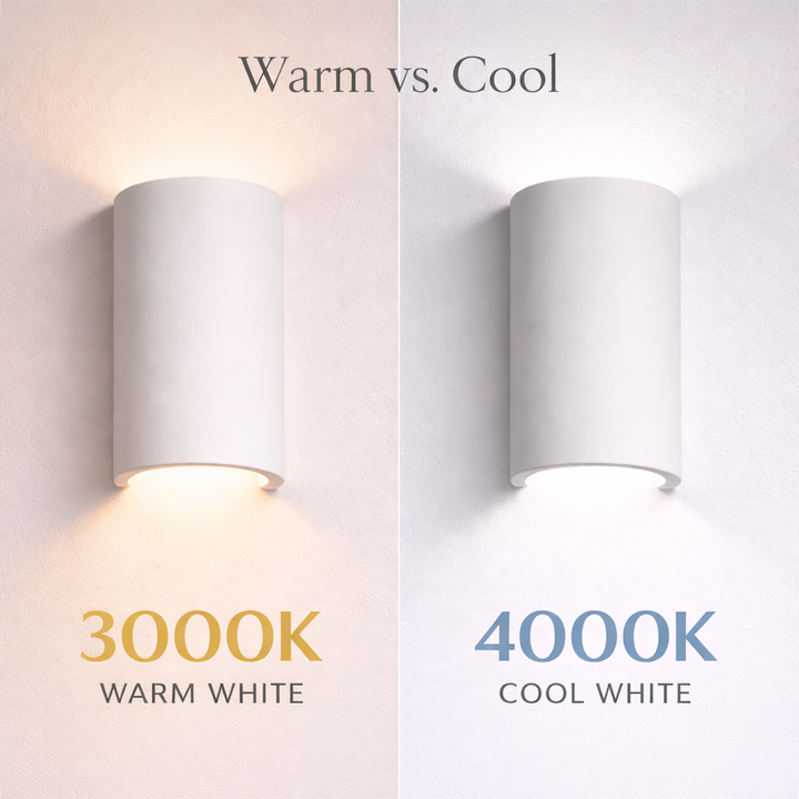 Parkes ceramic wall light 3000K vs 4000K up down glow