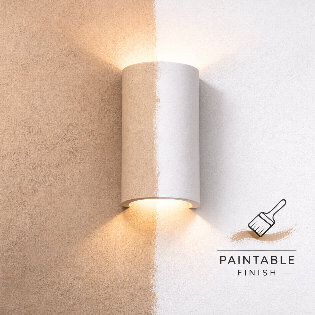 Parkes paintable ceramic wall light up down