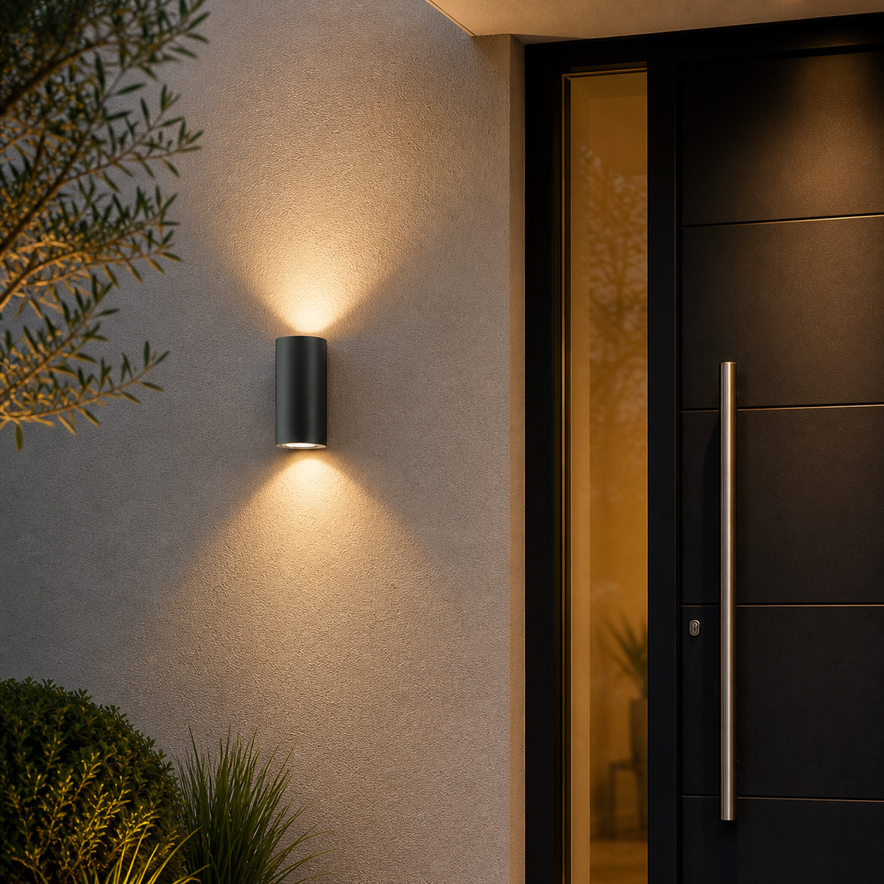 Porto Anthracite wall light front door close-up