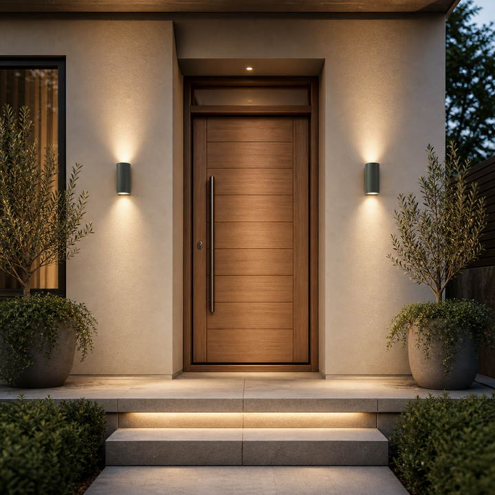 Pair of Porto Anthracite wall lights by door