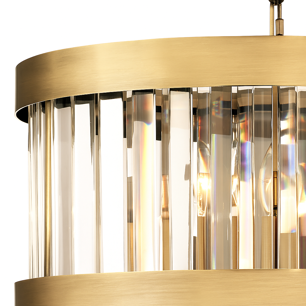 Porto medium bronze chandelier crystal close-up