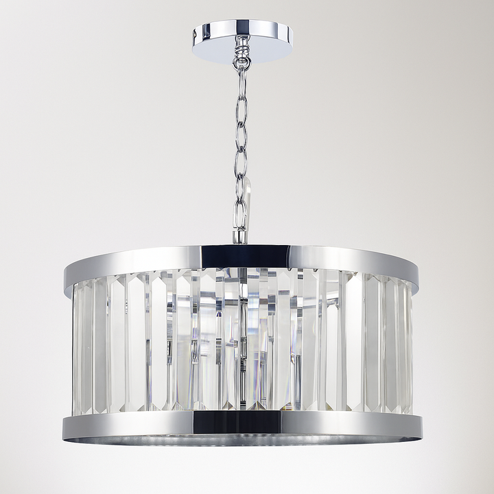 Porto medium polished silver chandelier on white background