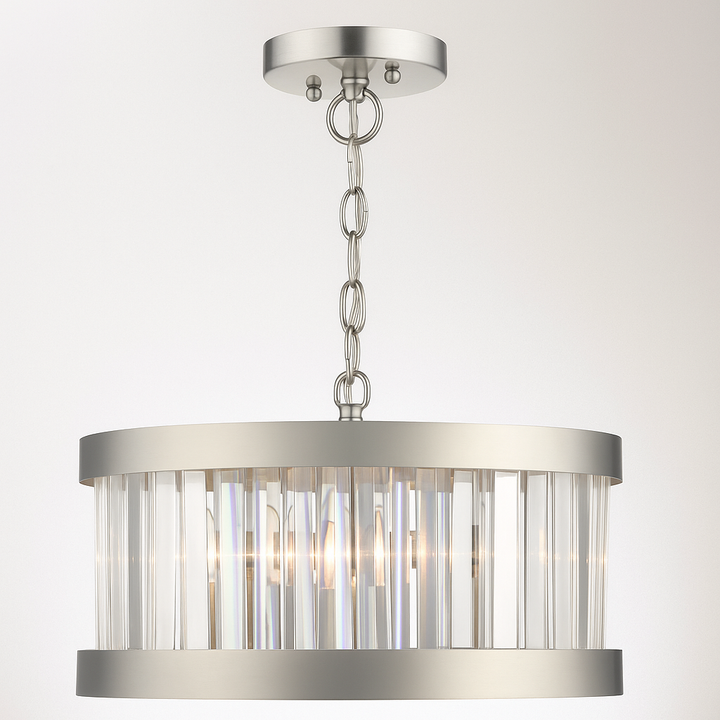 Porto medium satin silver chandelier on white background