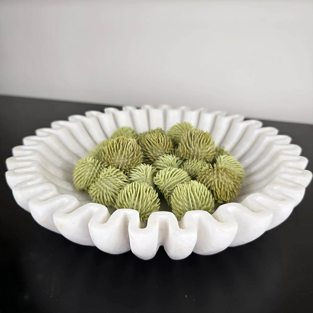 Ribbed White Marble Bowl - 2 SIZES