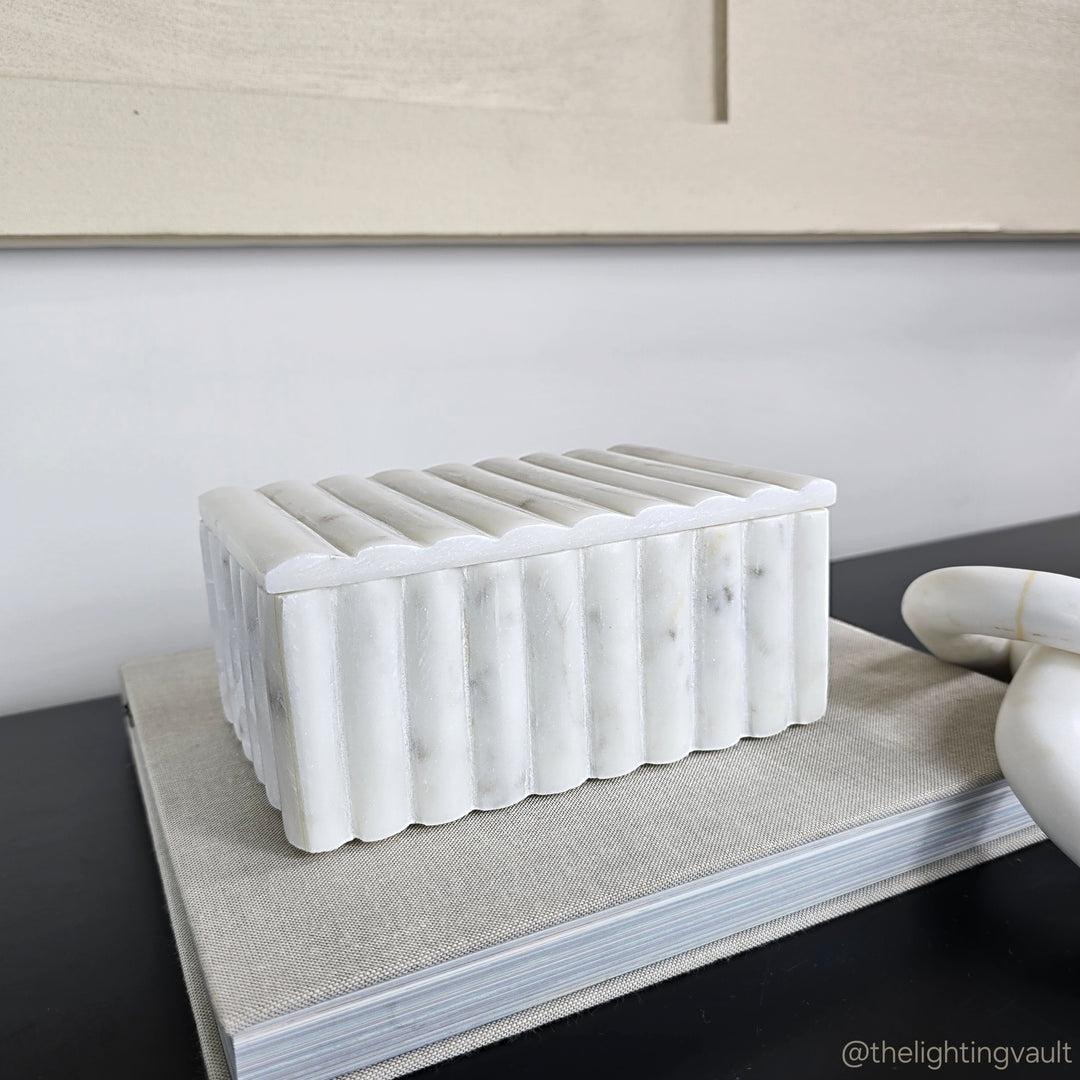 Ribbed Marble Trinket Box