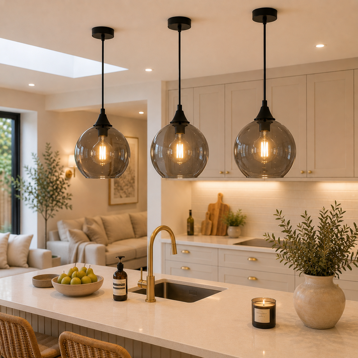 Irvine Pendant Light – Matt Black with Glass Shade Options