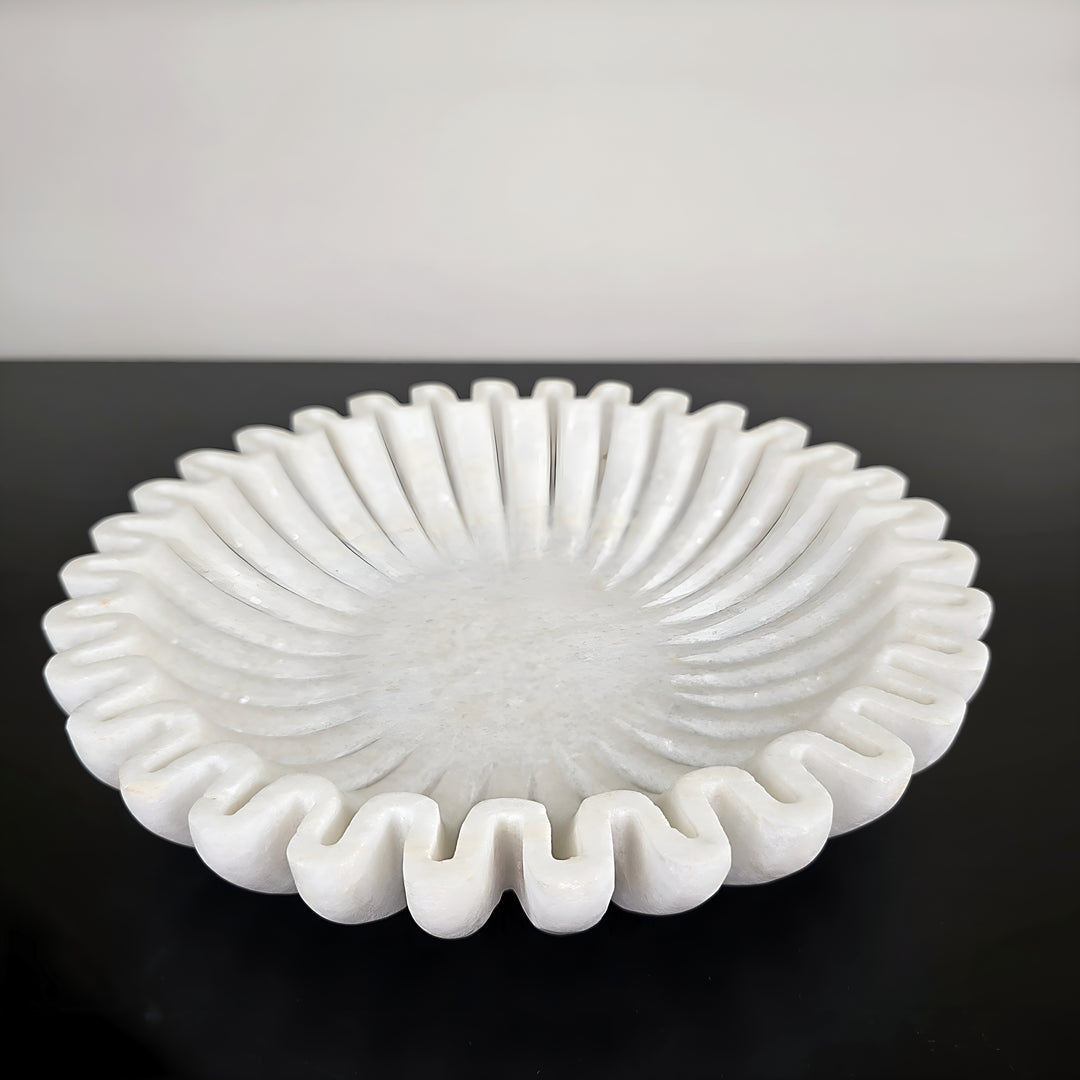 Ribbed White Marble Bowl - 2 SIZES