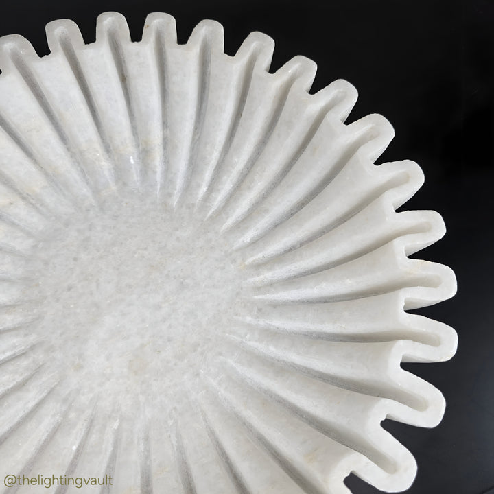 Ribbed White Marble Bowl - 2 SIZES