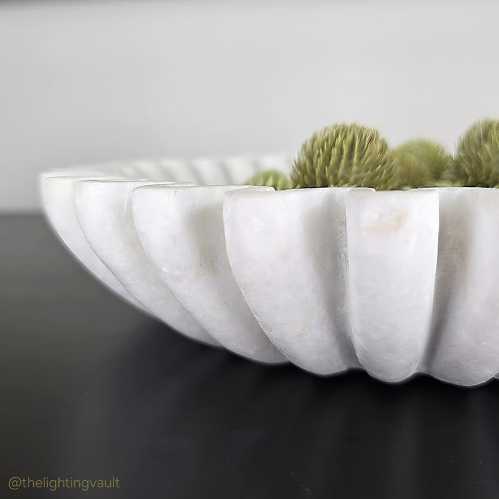 Ribbed White Marble Bowl - 2 SIZES