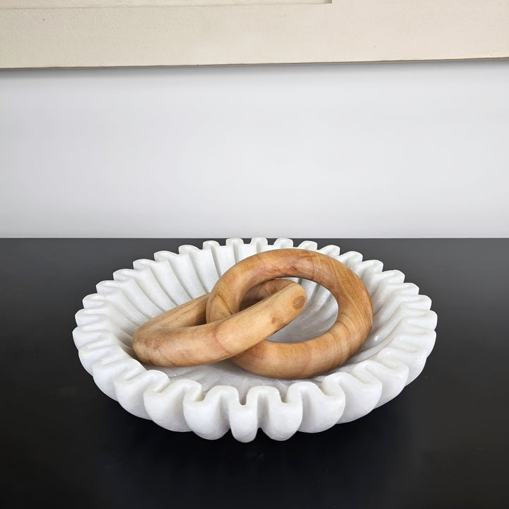 Ribbed White Marble Bowl - 2 SIZES