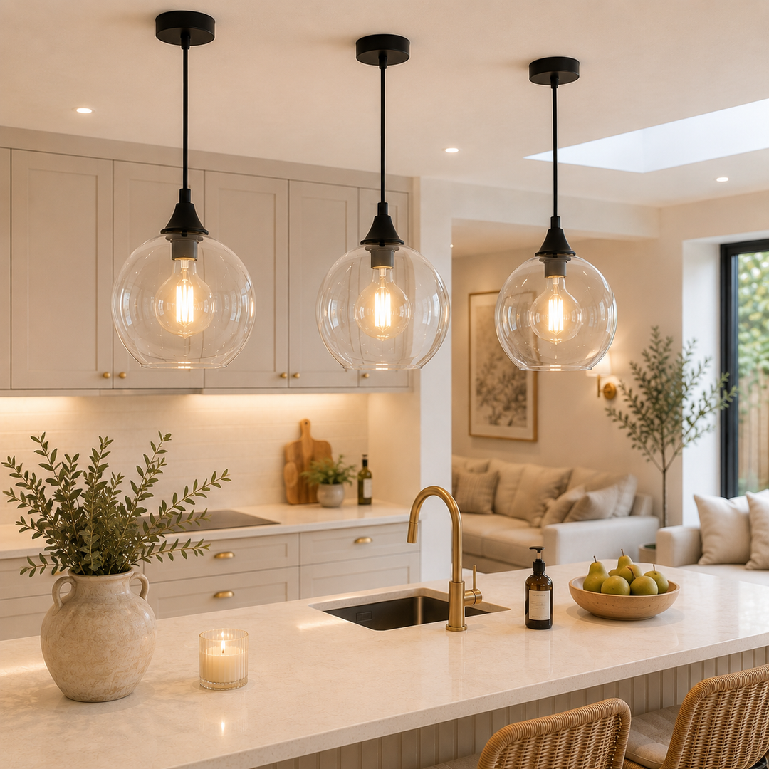 Irvine Pendant Light – Matt Black with Glass Shade Options