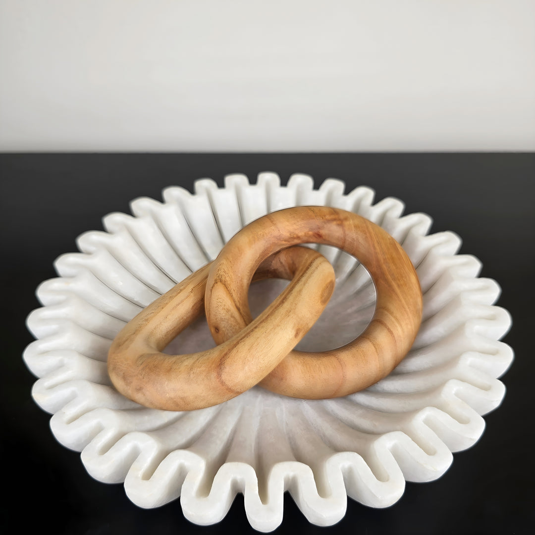 Ribbed White Marble Bowl - 2 SIZES