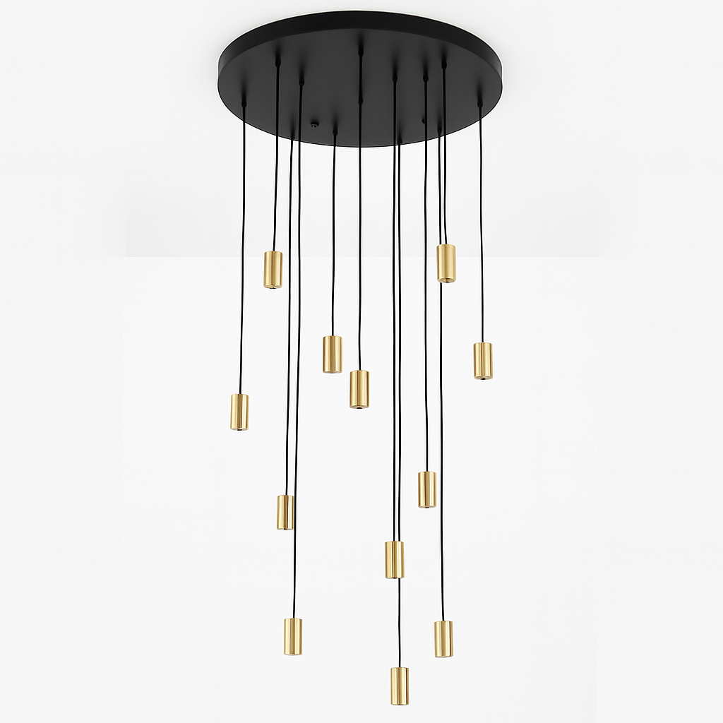 Roma 12 light pendant brushed gold caps