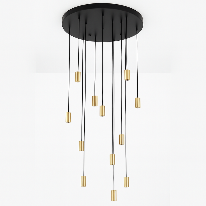 Roma 12 light pendant brushed gold caps