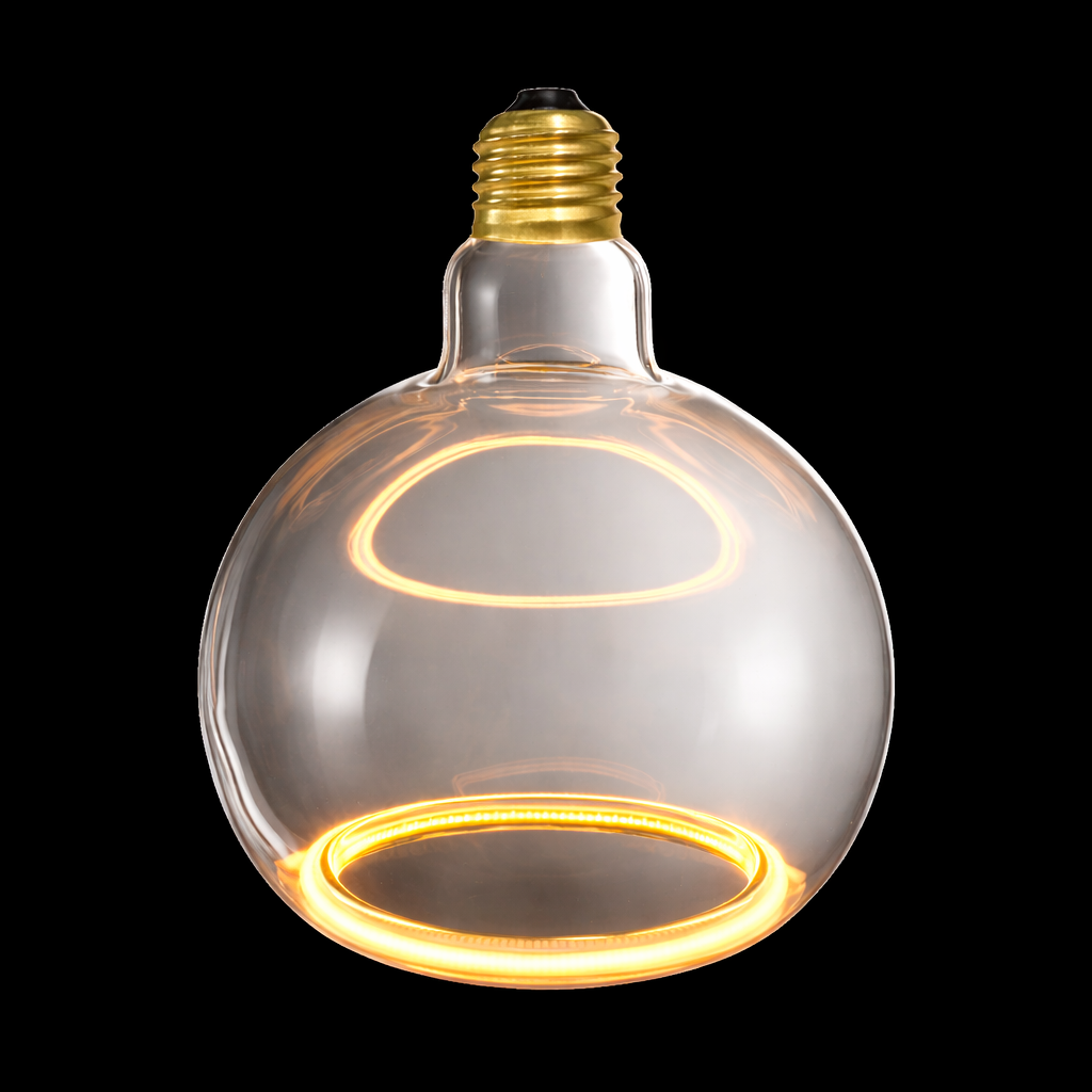 Roma 150mm clear LED bulb 2200k black background