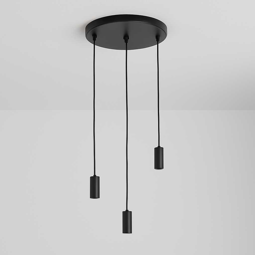 Roma 3-light pendant with black cylinder lamp holders