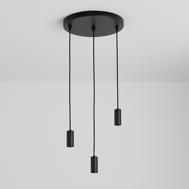 Roma 3-light pendant with black cylinder lamp holders