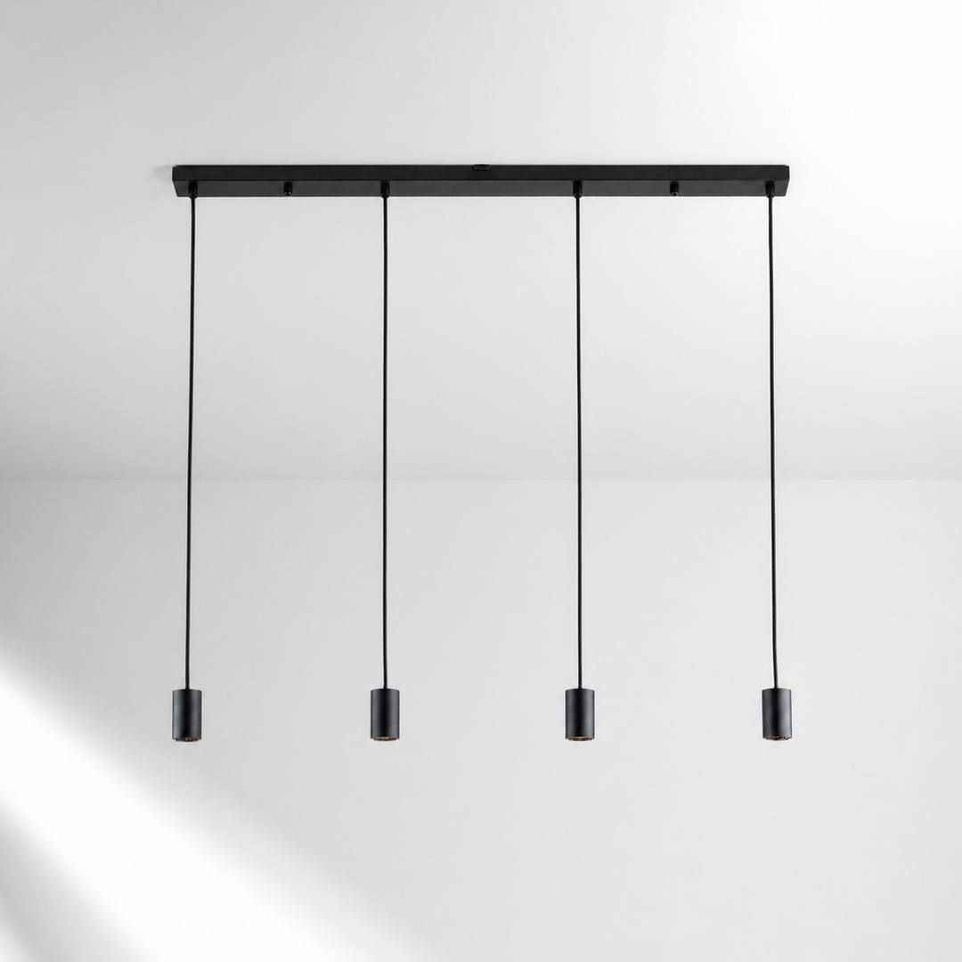 Roma 4 light pendant bar black frame only white background