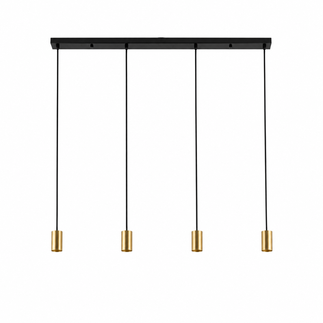 Roma 4 light pendant bar black gold frame only white background