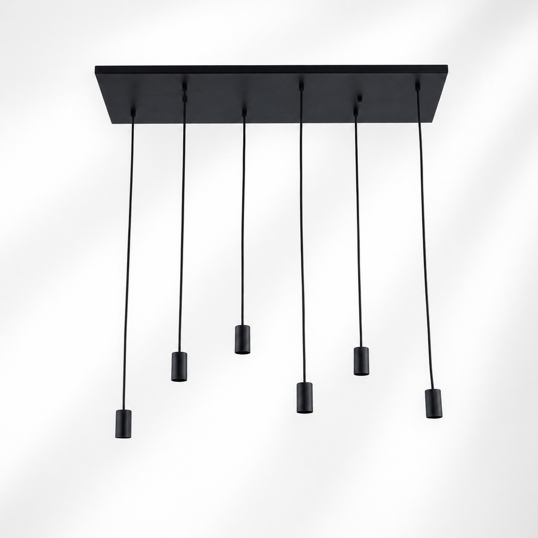 Roma 6 light pendant bar black frame only white background