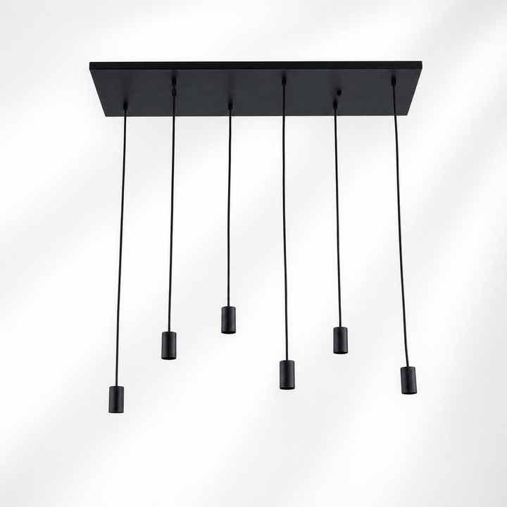 Roma 6 light pendant bar black frame only white background
