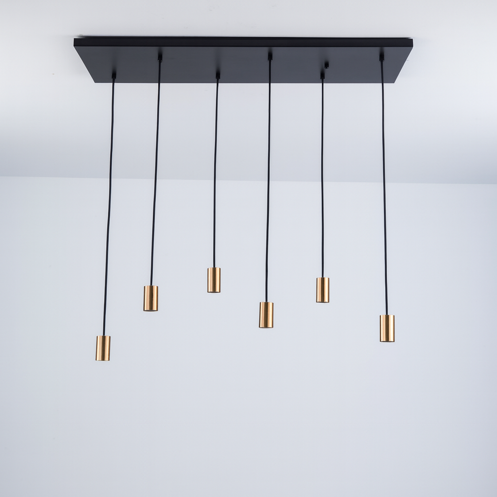 Roma 6 light pendant bar black and gold