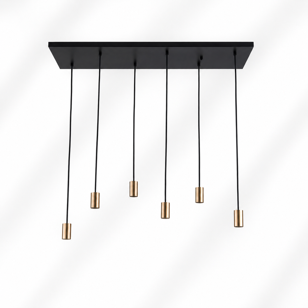 Roma 6 light pendant bar black gold frame only white background