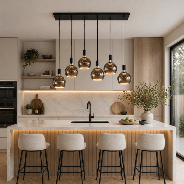 Roma 6 Light Pendant – Kitchen Island Glass Pendant