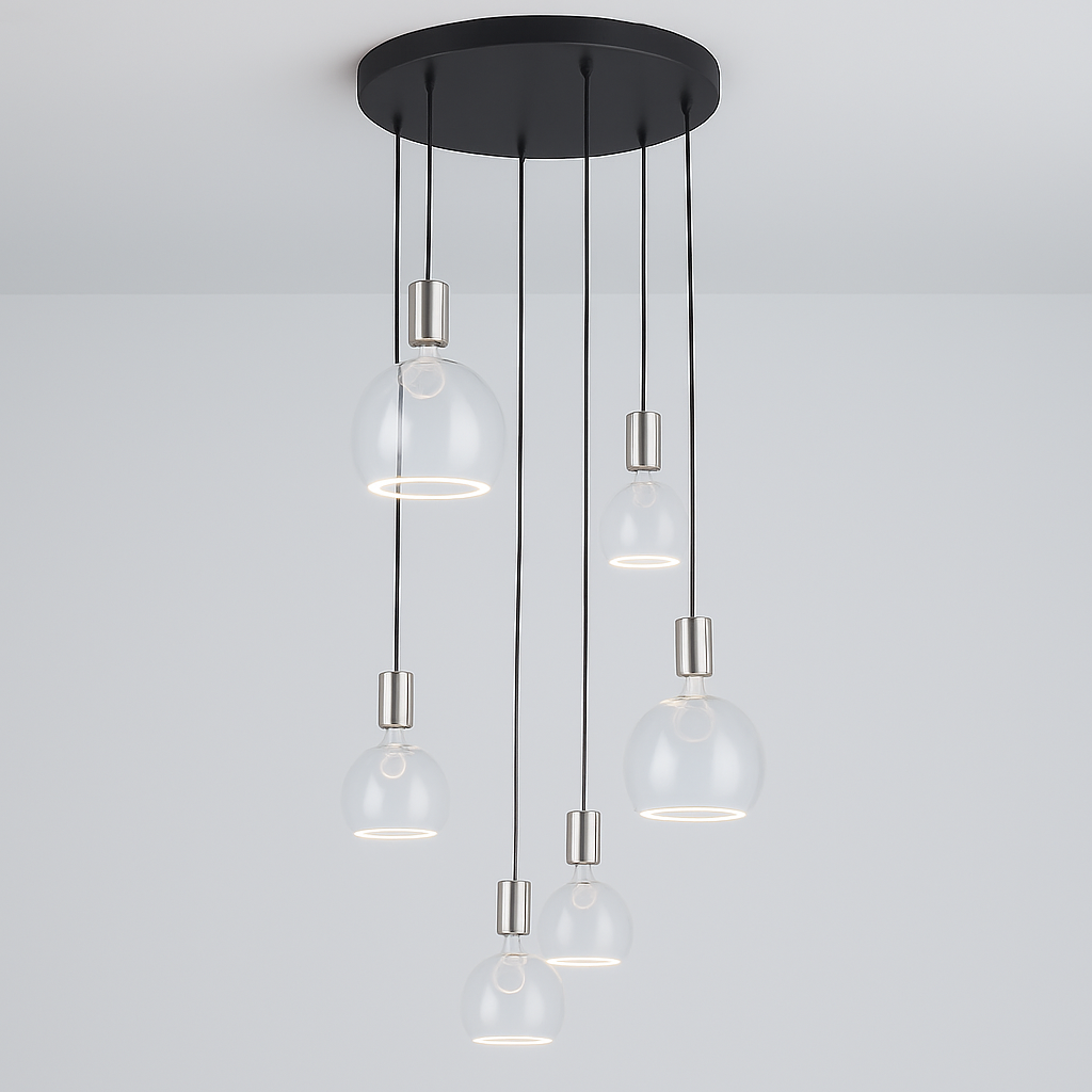 Roma 6 light pendant satin nickel warm 2200K