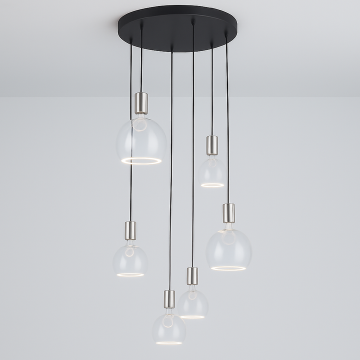 Roma 6 light pendant satin nickel warm 2200K