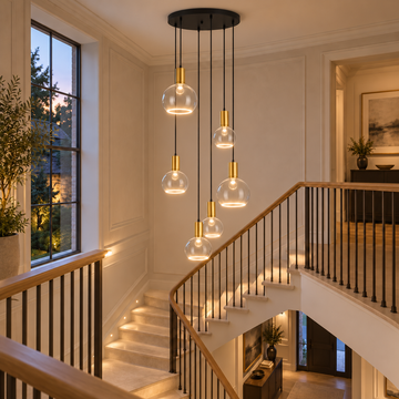Roma 6 Light Spiral Pendant – Architectural Drop Chandelier