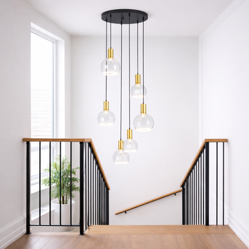 Roma 6 Light Spiral Pendant – Architectural Drop Chandelier