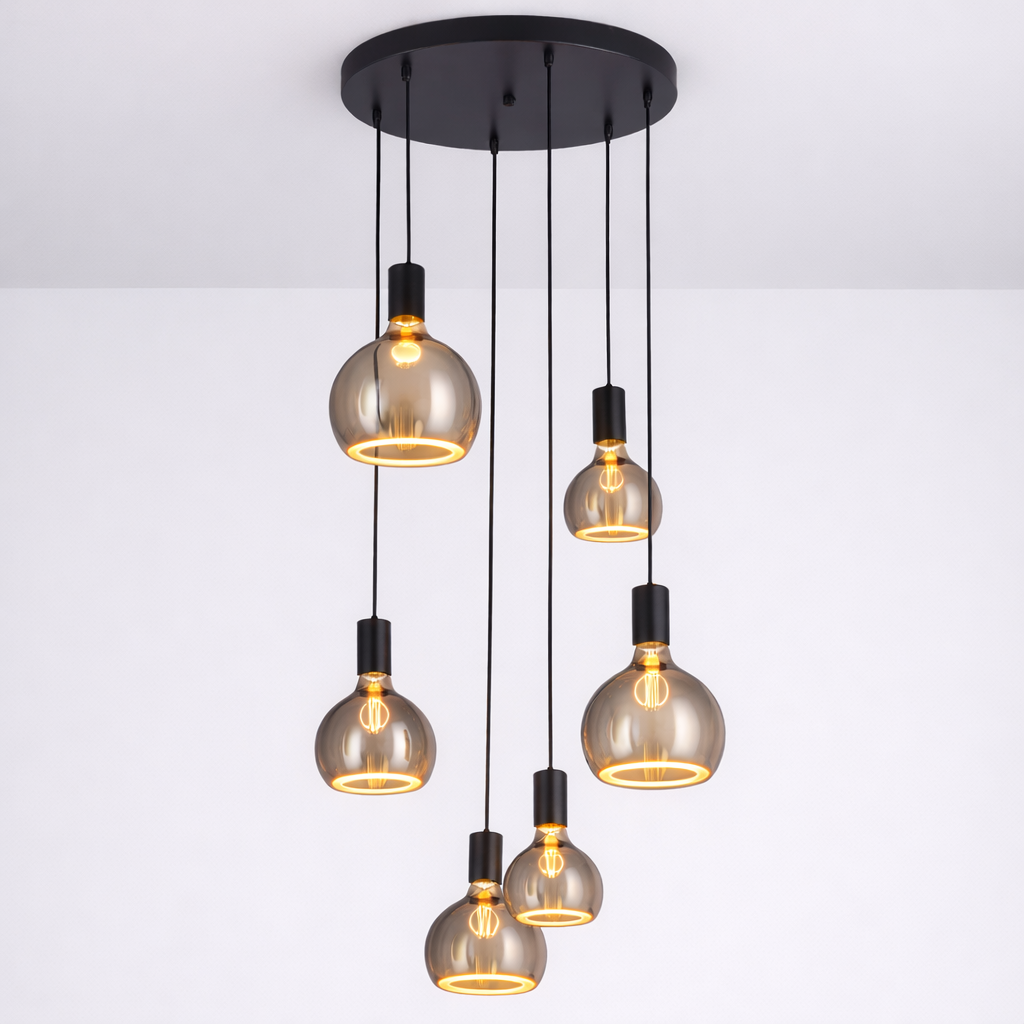 Roma 6lt spiral smoked glass pendant 1900k