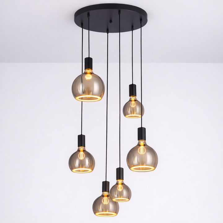 Roma 6lt spiral smoked glass pendant 1900k