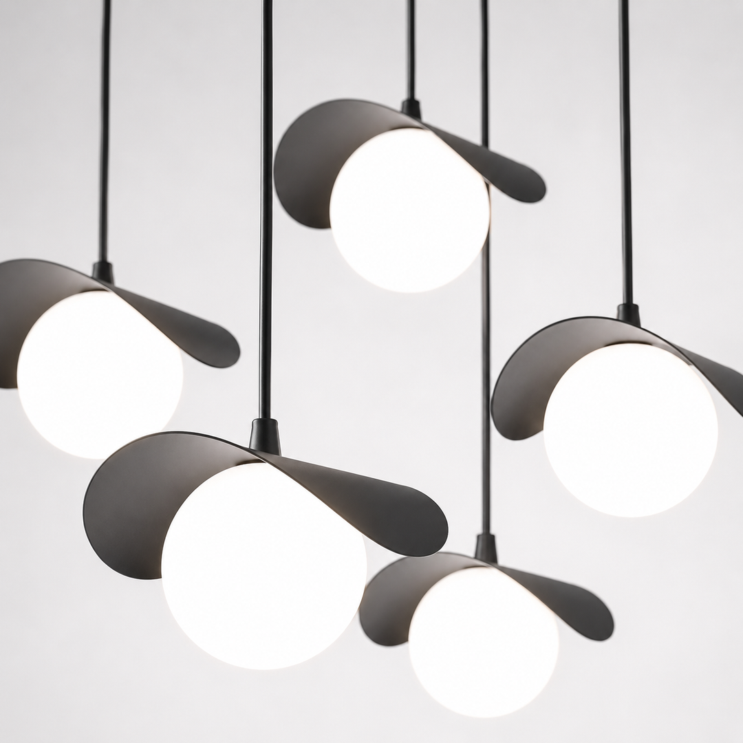 Roma chandelier black globe light heads