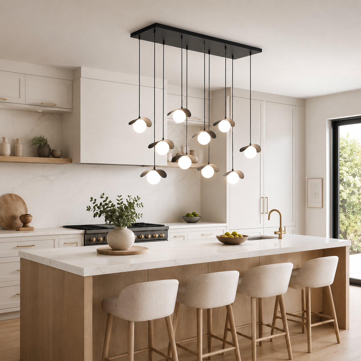 Roma 9 light black kitchen chandelier