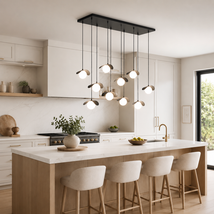 Roma 9 light black kitchen chandelier