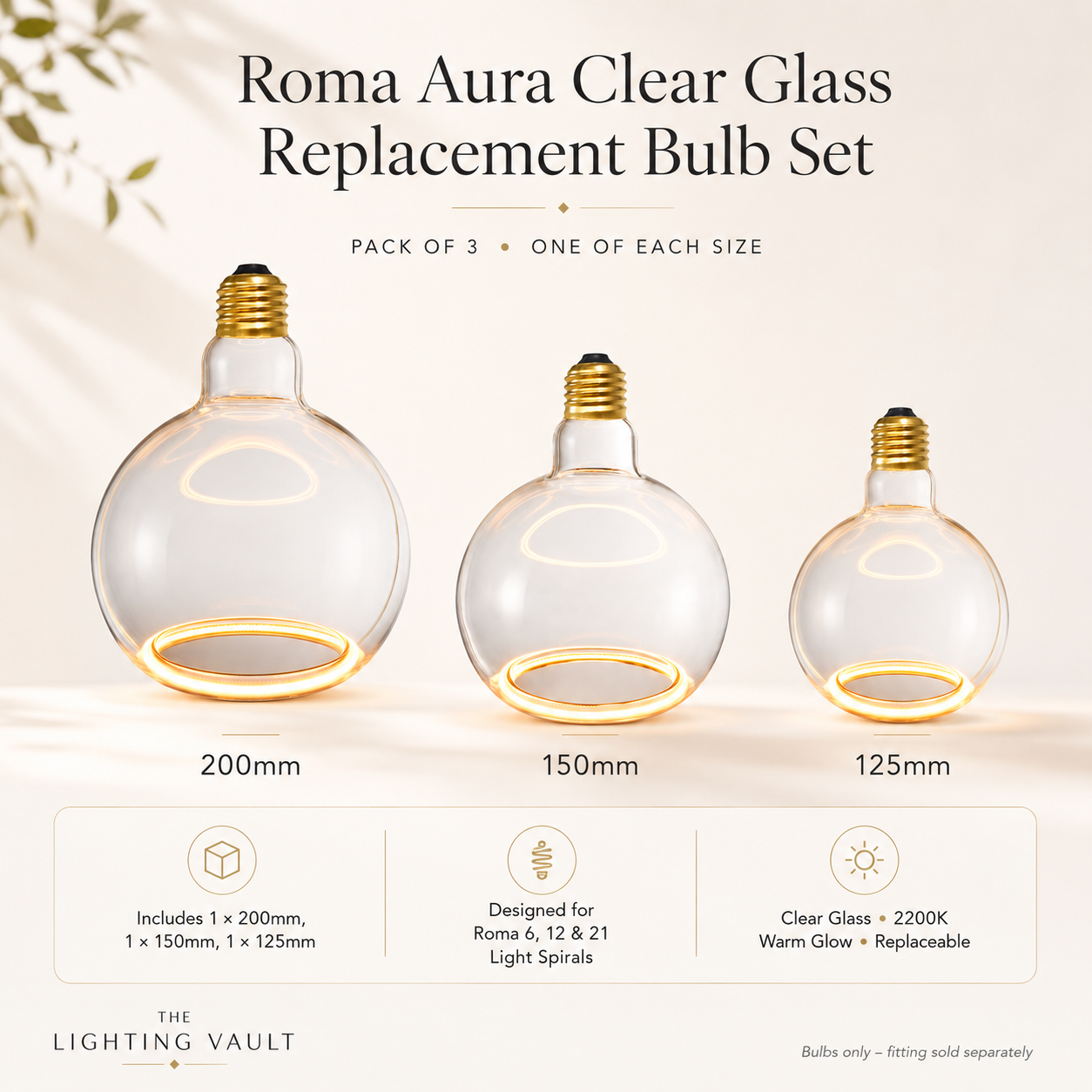 Roma Aura clear bulb set infographic