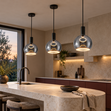 Roma Graphite Single Pendant – Aura Ring LED Bulb