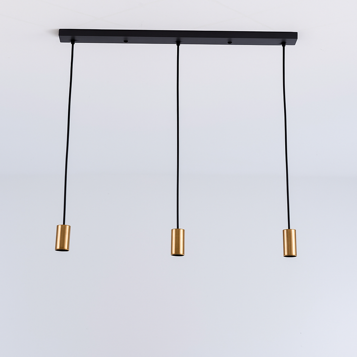 Roma gold cylinder pendant holders on black bar
