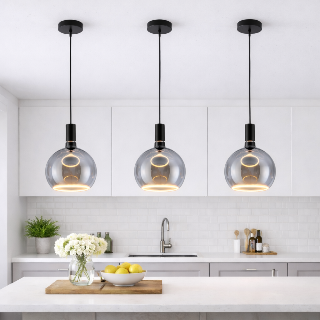 Roma graphite 1900K grey glass pendant