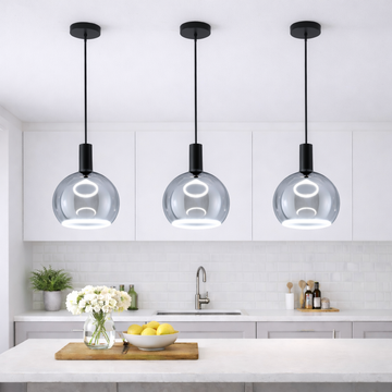 Roma Graphite Single Pendant – Aura Ring LED Bulb