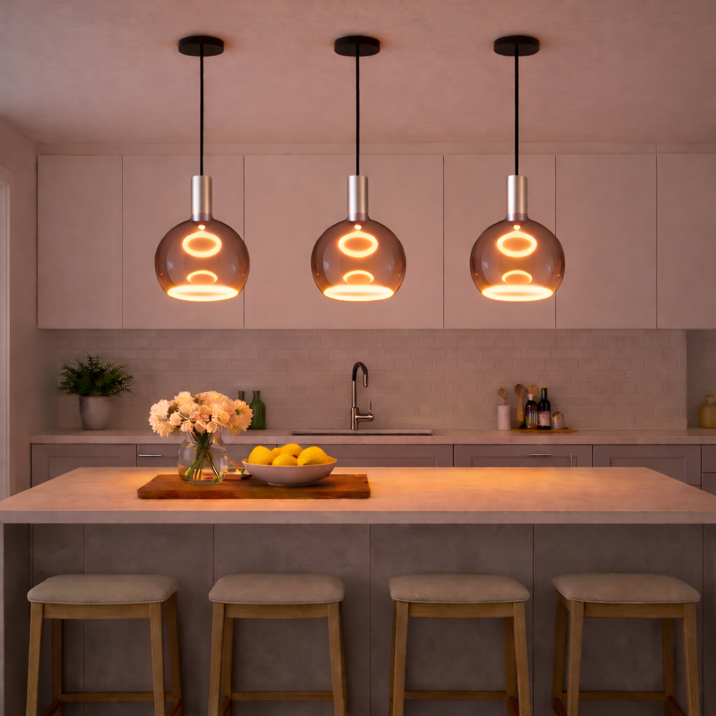 Roma Graphite Single Pendant – Aura Ring LED Bulb