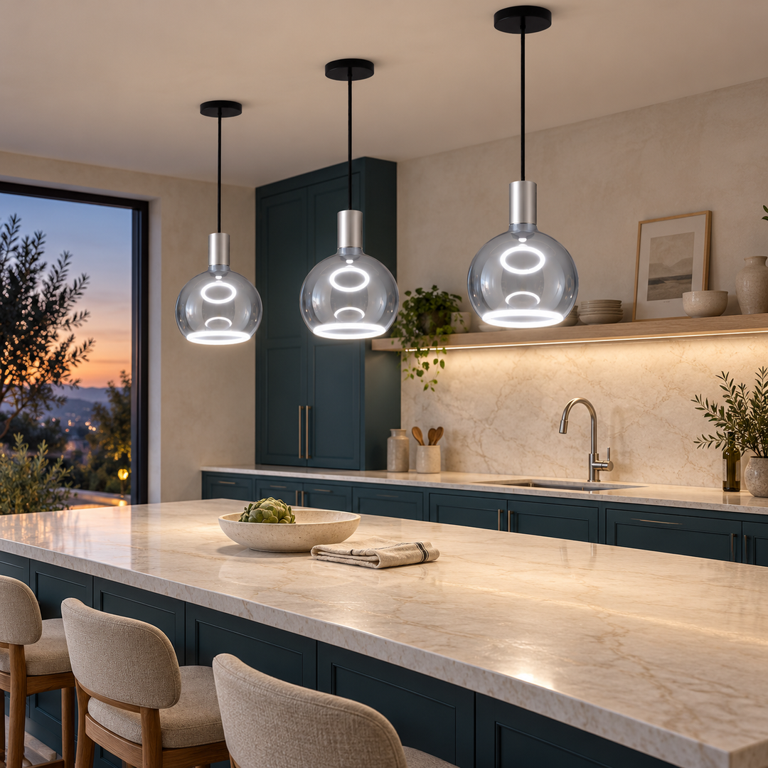 Roma Graphite Single Pendant – Aura Ring LED Bulb