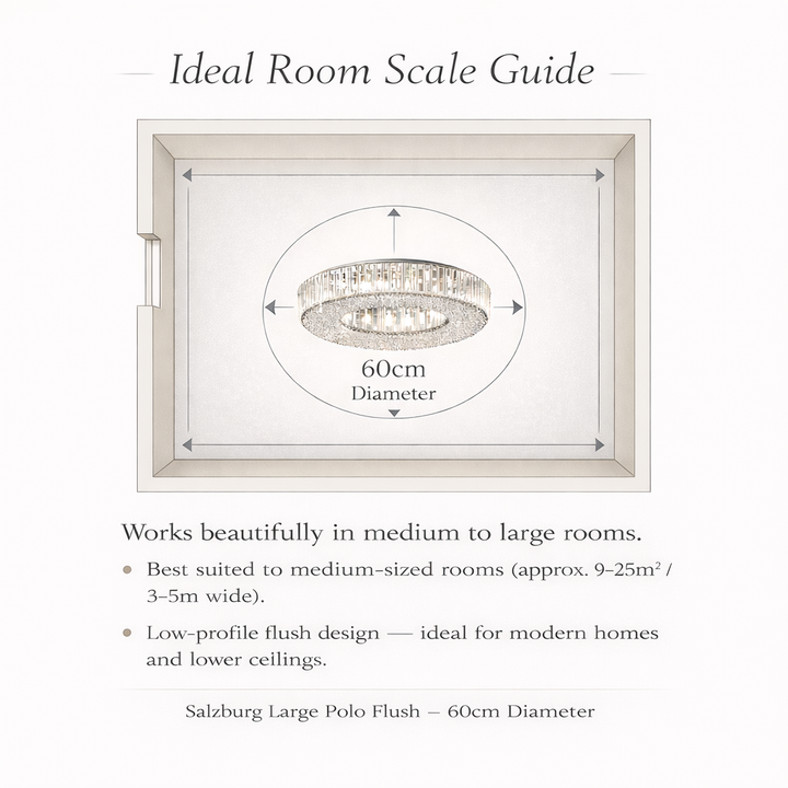 Salzburg large polo flush 60cm room size guide