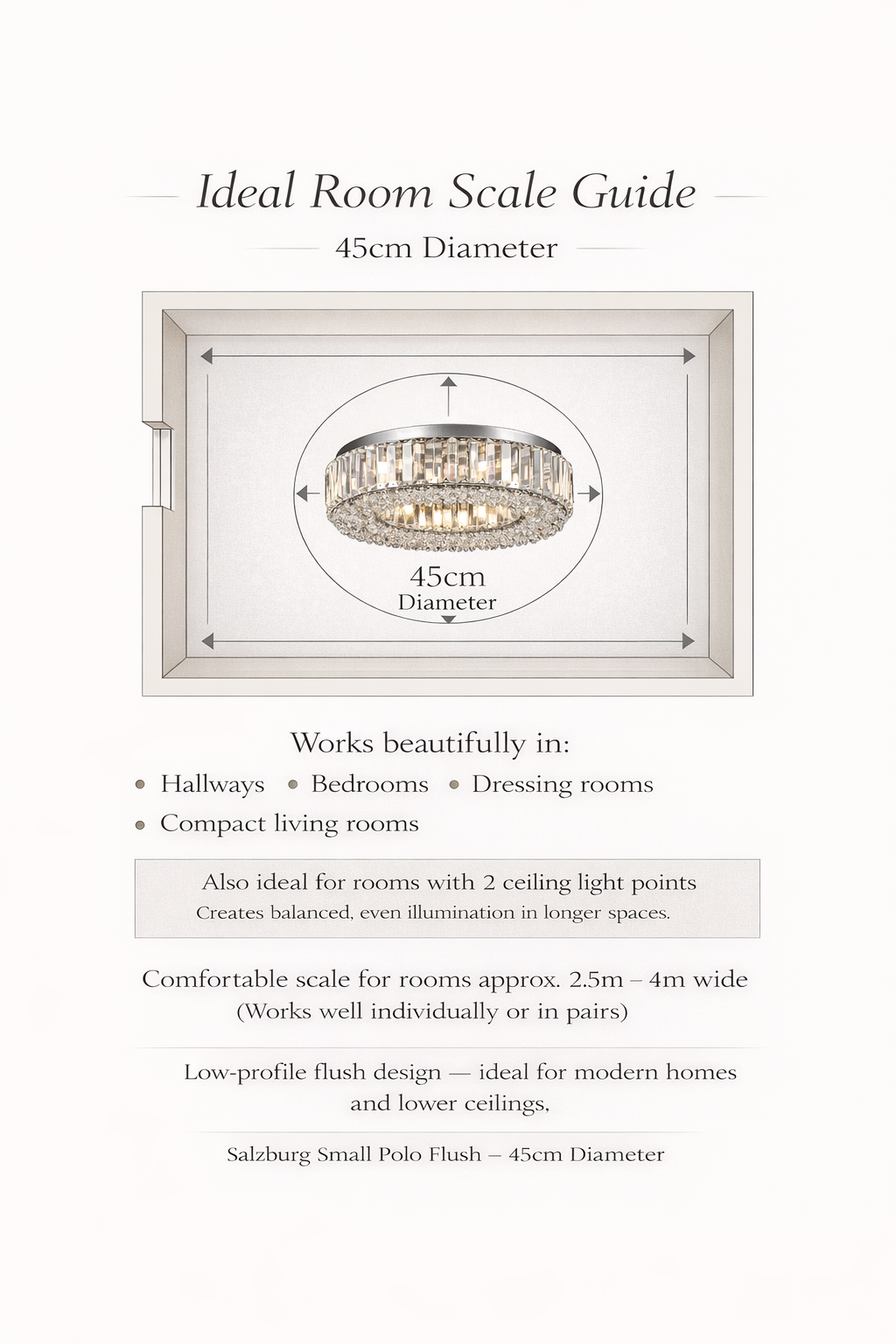 Salzburg small polo flush 45cm room size guide